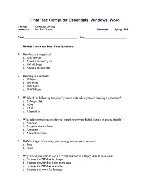 Computer Literacy Test .